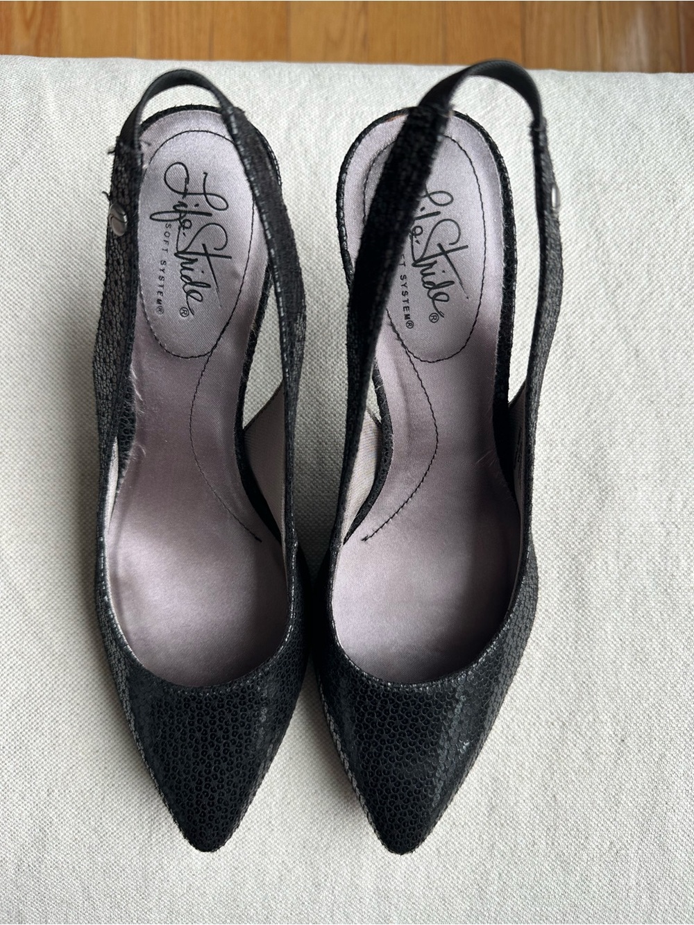 Life Stride Black Pointed Slingback Pumps